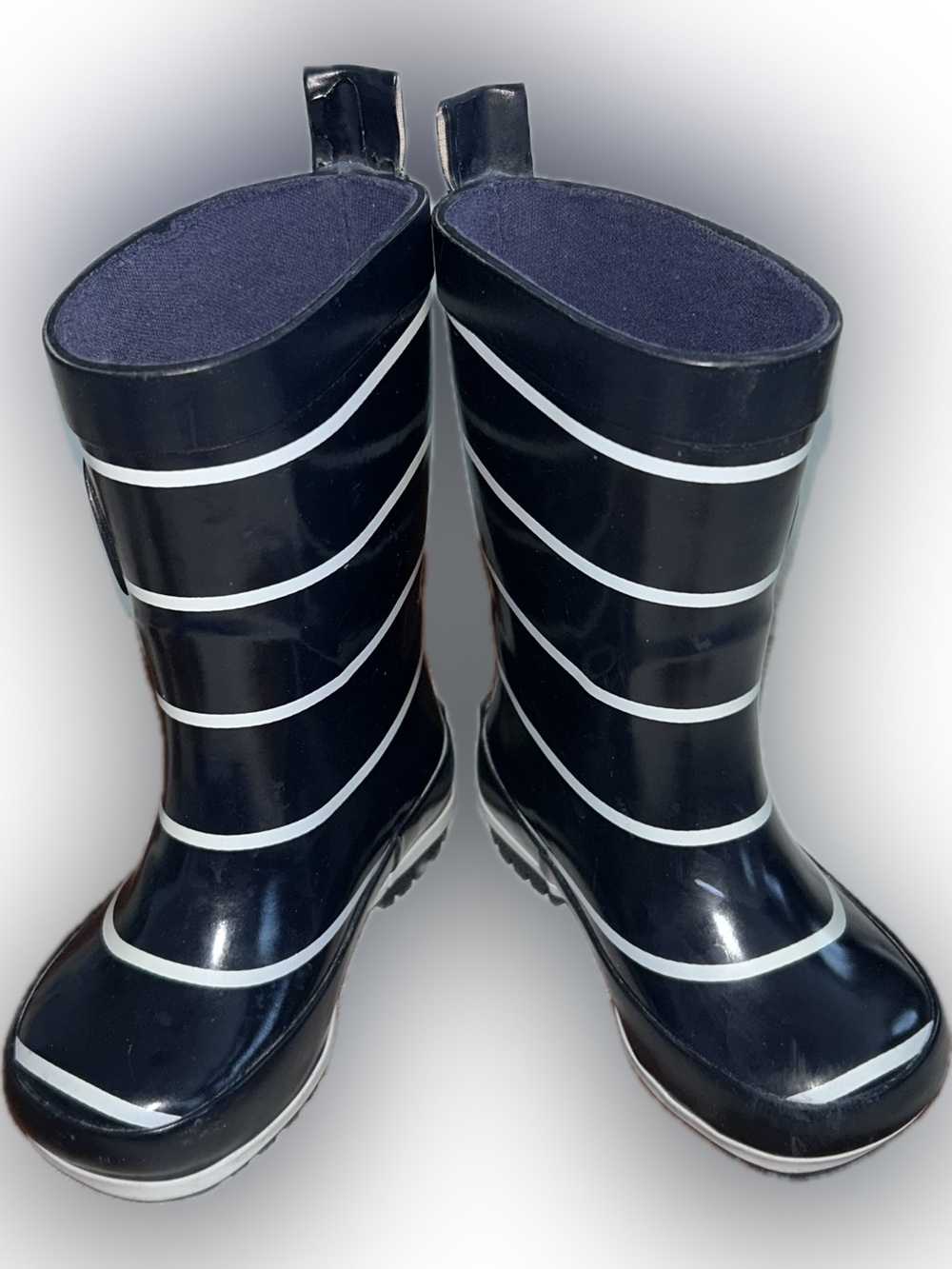 Janie and Jack Navy and White Striped Rain Boots